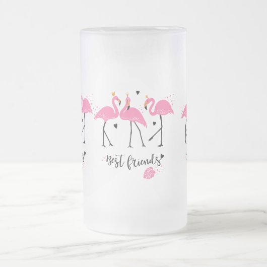Cute roze flamingos Premium Vector Matglas Bierpul (Center)