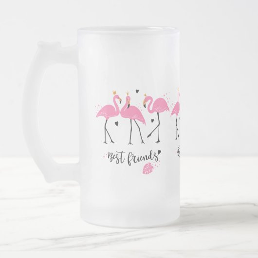 Cute roze flamingos Premium Vector Matglas Bierpul (Links)