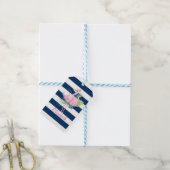 Cute Roze Flamingo'sTropisch blad, gestreept Cadeaulabel (Met Touw)