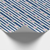 Cute Roze Flamingo'sTropisch blad, gestreept  Klas Cadeaupapier (Hoek)