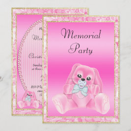 Cute Roze Flaporen Konijn Herdenkingspartij Kaart