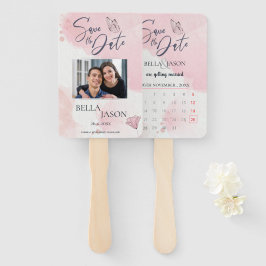 Cute Roze Foto Huwelijk Save The Date Agenda Handwaaier