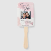 Cute Roze Foto Huwelijk Save The Date Agenda Handwaaier (Voorkant)
