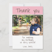 Cute Roze Foto Kinderen Bedankkaart (Voorkant)
