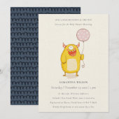 Cute Roze Geel Monster Baby Shower Uitnodiging (Voorkant / Achterkant)