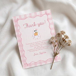 Cute Roze Geest Halloween Verjaardag Bedankt Kaart