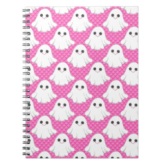 Cute Roze Geest Patroon Kawaii Halloween Spiraal  Notitieboek