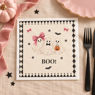 Cute Roze Geesten Halloween Feest Papieren Servet