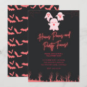 Cute Roze Geesten Halloween Feest Uitnodiging | Ne (Voorkant / Achterkant)