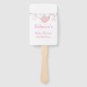 Cute Roze geïllustreerd Clothesline Baby shower Handwaaier (Voorkant)