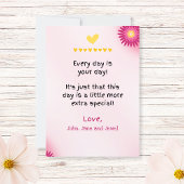 Cute Roze Gele Bloem Kinderen Moederdag NANA Platt Kaart