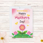 Cute Roze Gele Bloem Kinderen Moederdag NANA Platt Kaart
