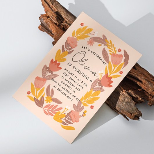 Cute roze gele tuinbouwer verjaardagsfeest