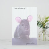 Cute roze Gemakkelijke muis Tekening Jouw naam toe Briefpapier (Staand voorkant)