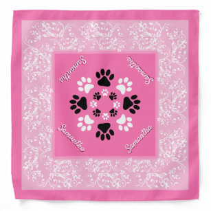 Cute roze geometrische schilderafdrukken met naam bandana