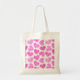 Cute Roze Gepriegelde Hart Valentijnsdag Patroon Tote Bag