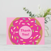 Cute roze gesprinkelde donut kinderverjaardagsfees bedankkaart (Staand voorkant)