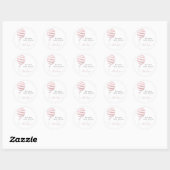 Cute roze gestreept ballon - Baby shower Dank u Ronde Sticker (Vel)