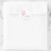 Cute roze gestreept ballon - Baby shower Dank u Ronde Sticker (Tas)