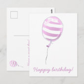 Cute roze gestreept ballon - Kinderen van zaterdag Briefkaart (Voorkant / Achterkant)