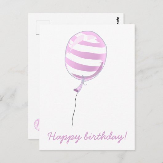 Cute roze gestreept ballon - Kinderen van zaterdag Briefkaart (Voorkant / Achterkant)