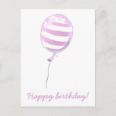 Cute Roze Gestreepte Ballon - Kinderverjaardag Briefkaart (Voorkant)