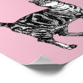 Cute Roze Gestreepte Tabby Kat Katten Poster Kunst (Hoek)