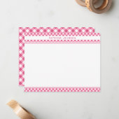 Cute Roze Gingham Plaid Persoonlijk Notitiekaartje (Voorkant / Achterkant in situ)