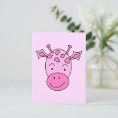 Cute roze Giraffe. Briefkaart (Staand voorkant)