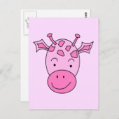 Cute roze Giraffe. Briefkaart (Voorkant / Achterkant)