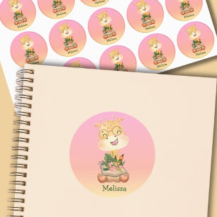 Cute roze Giraffe naam Labels