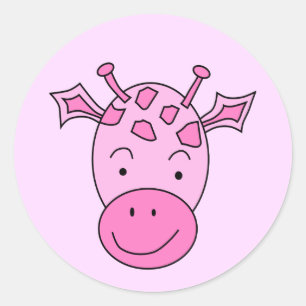 Cute roze Giraffe. Ronde Sticker