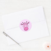 Cute roze Giraffe. Ronde Sticker (Envelop)