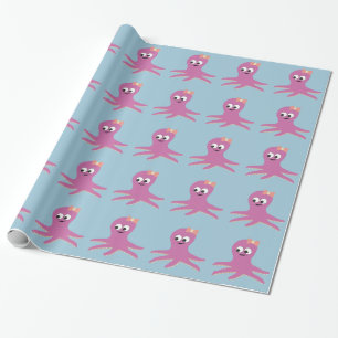 Cute roze girl Octopus Cadeaupapier