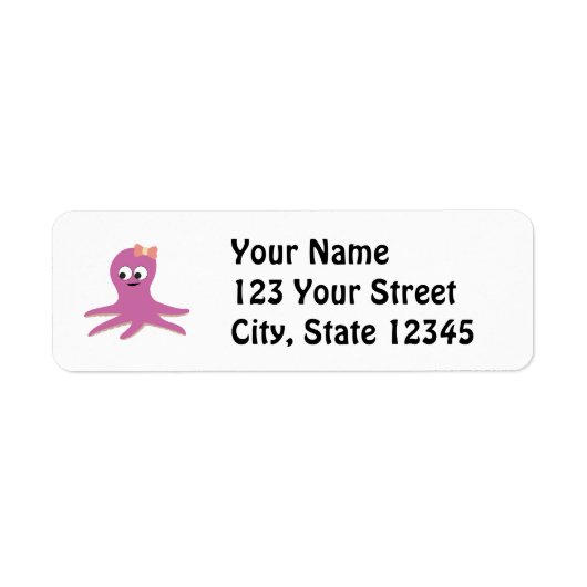 Cute roze girl Octopus Etiket (Voorkant)