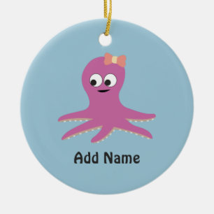 Cute roze girl Octopus Keramisch Ornament