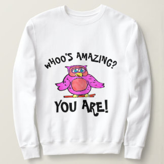 Cute roze glimlachende Cartoon Owl Trui