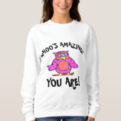 Cute roze glimlachende Cartoon Owl Trui (Voorkant)
