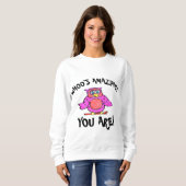 Cute roze glimlachende Cartoon Owl Trui (Voorkant volledig)