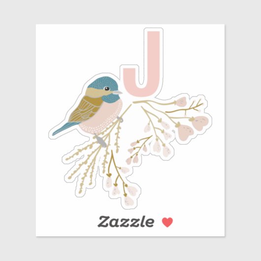 Cute roze Gold Chickadee Florence Print and Initia Sticker (Vel)