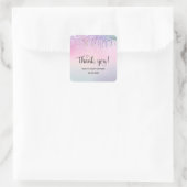 Cute Roze & Gold Rainbow Glitter Drift Baby shower Vierkante Sticker (Tas)