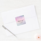 Cute Roze & Gold Rainbow Glitter Drift Baby shower Vierkante Sticker (Envelop)