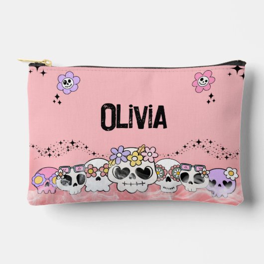 Cute Roze Gothische Schedel Halloween Accessoireta Etui (Voorkant)