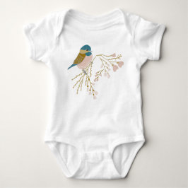 Cute Roze Gouden Mees Vogel Bloemhartjes Romper