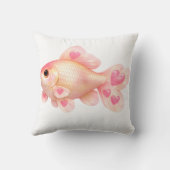 Cute Roze Goudvis met Hartjes Sierkussen (Achterkant)