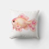 Cute Roze Goudvis met Hartjes Sierkussen (Voorkant)