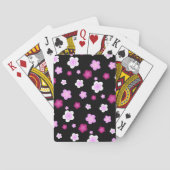 Cute roze gradiëntbloempatroon op Black BG Gift Pokerkaarten (Achterkant)