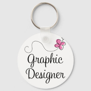 Cute roze grafische ontwerper sleutelhanger