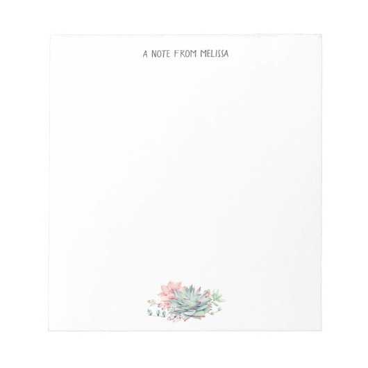 Cute roze Green Succulents Personalized Notitieblok (Voorkant)