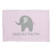 Cute roze grijze olifant, slaapkamer kussensloop (Voorkant)